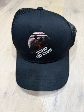 SOHO Ski Club Black Trucker Hat with Red Logo